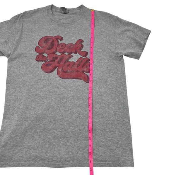 Gildan Mens Gray Deck The Halls Christmas Holiday Short Sleeve T-Shirt Sz M - Picture 9 of 10